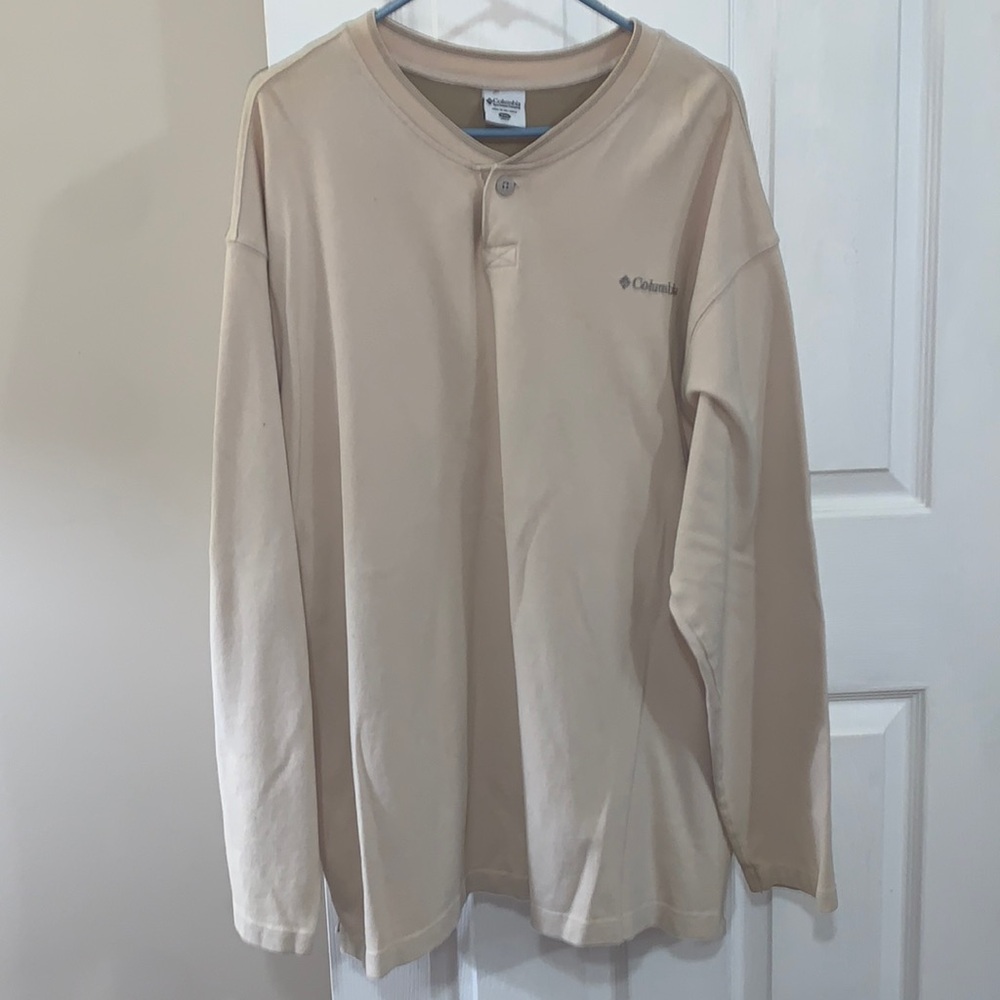 Men’s Columbia Cream Long Sleeve Henley Shirt XXL